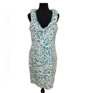 Just Taylor Teal blue and white Dress